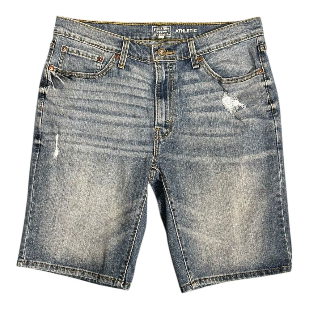Levi’s Signature Gold Athletic Jean Shorts Distressed Men’s 33 (34x11)